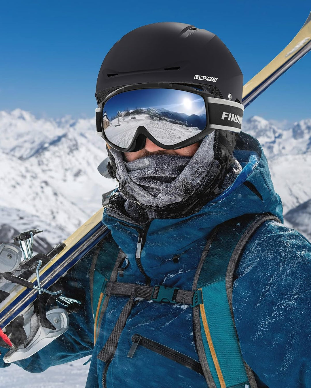 Findway Skihelm und Skibrille Set, SnowboardHelm mit Brille für Damen und Herren Erwachsene Skihelme