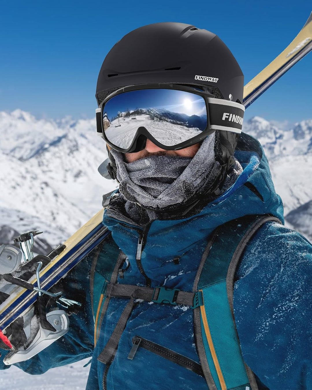 Findway Skihelm und Skibrille Set, SnowboardHelm mit Brille für Damen und Herren Erwachsene Skihelme