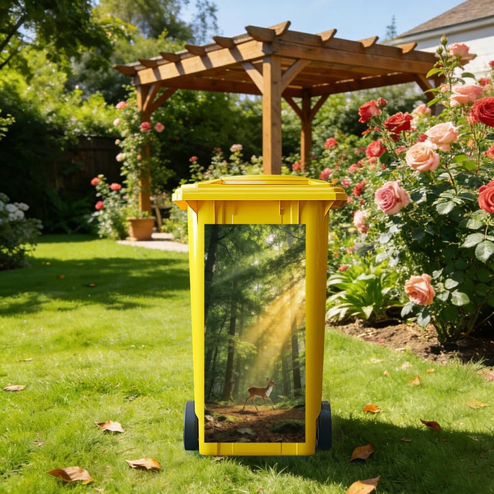 ANATTASOUL Mülleimer Aufkleber, 2 Blätter Mülltonnen Aufkleber 38×82cm Wälder Bäume und Bäche Selbst