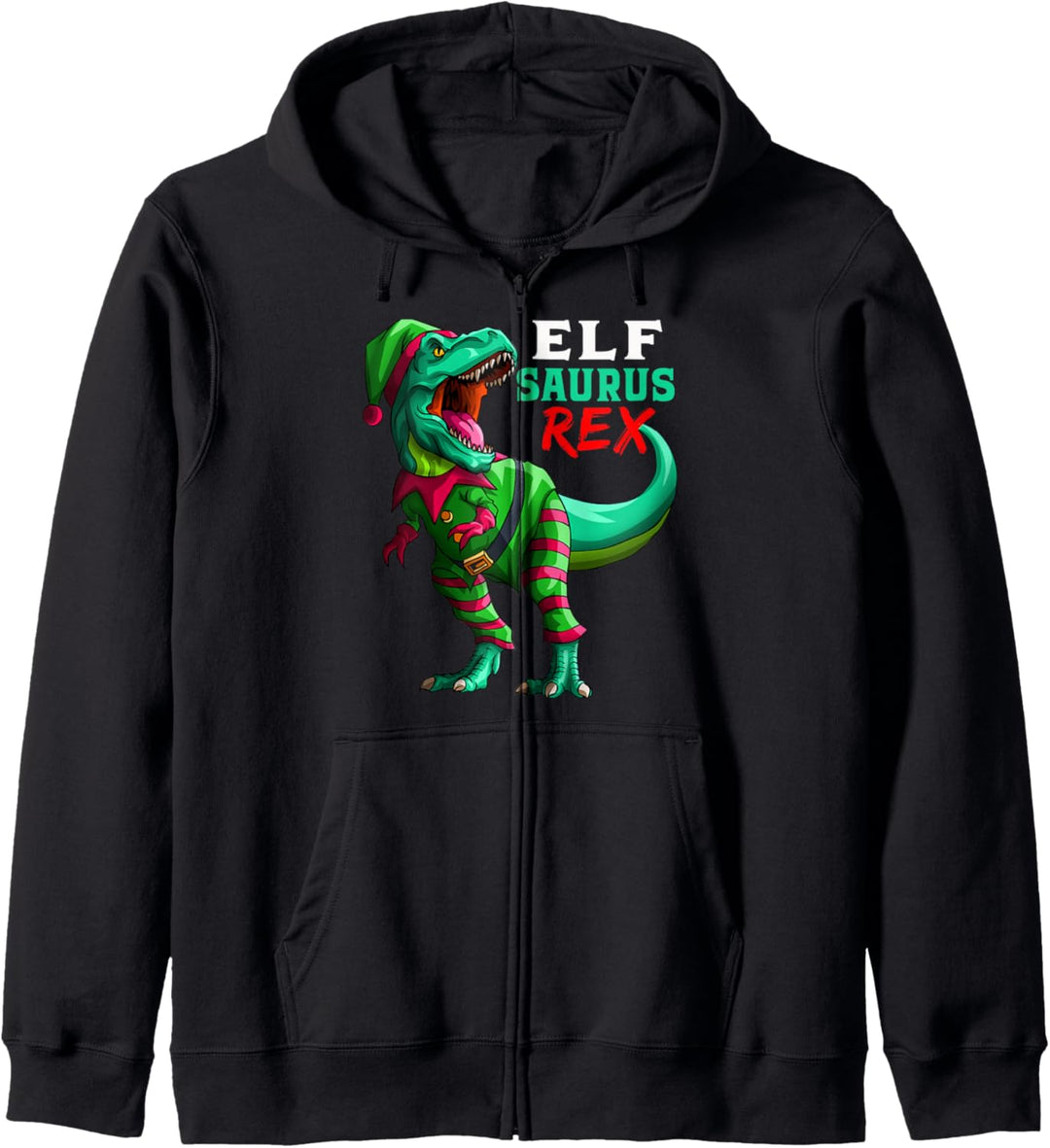 Santa Elf Saurus T Rex lustig Weihnachts-Dinosaurier Kinder Kapuzenjacke