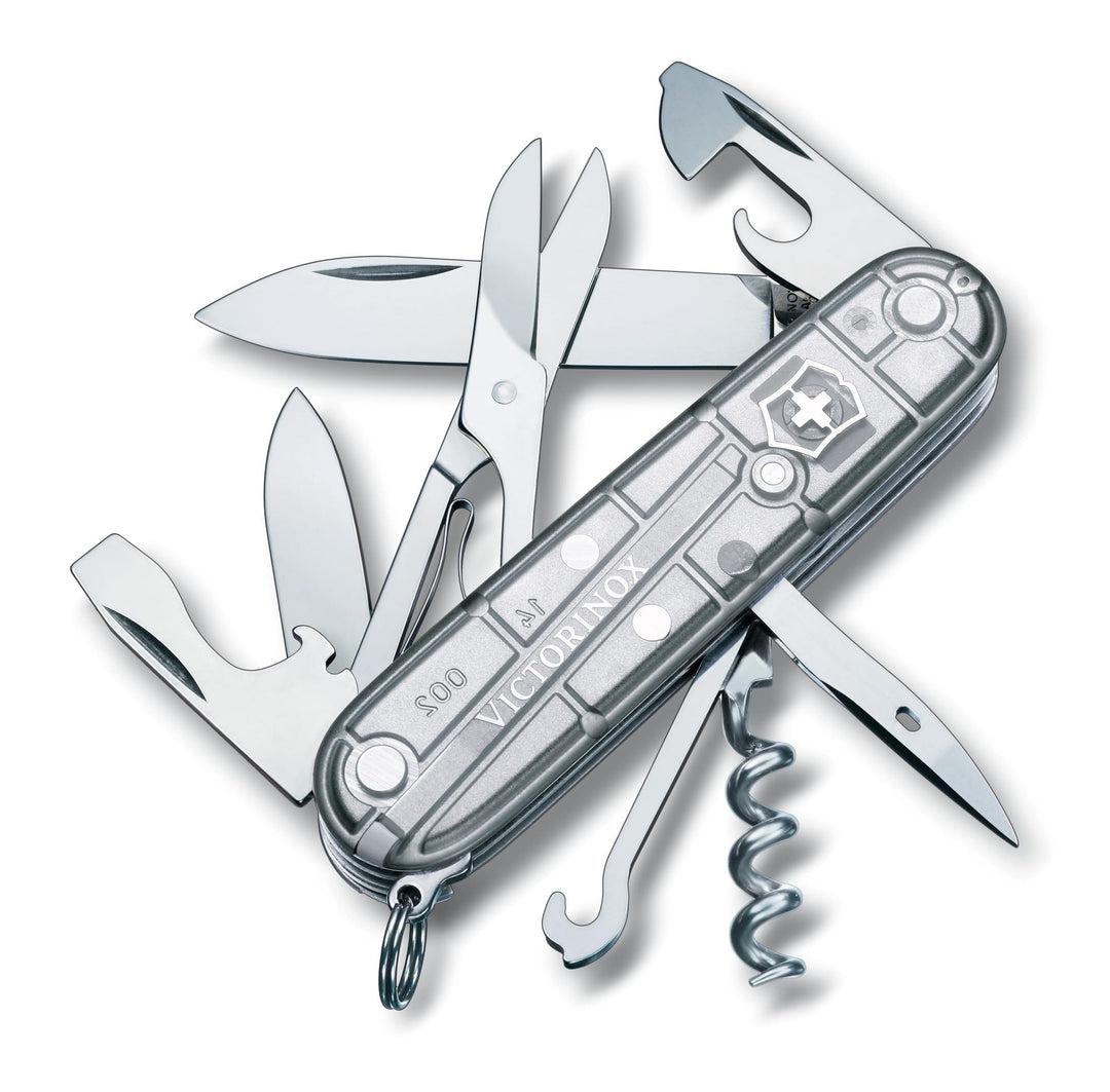 Victorinox Taschenmesser Climber (14 Funktionen, grosse Klinge, Kapselheber) 91mm Silber Transparent