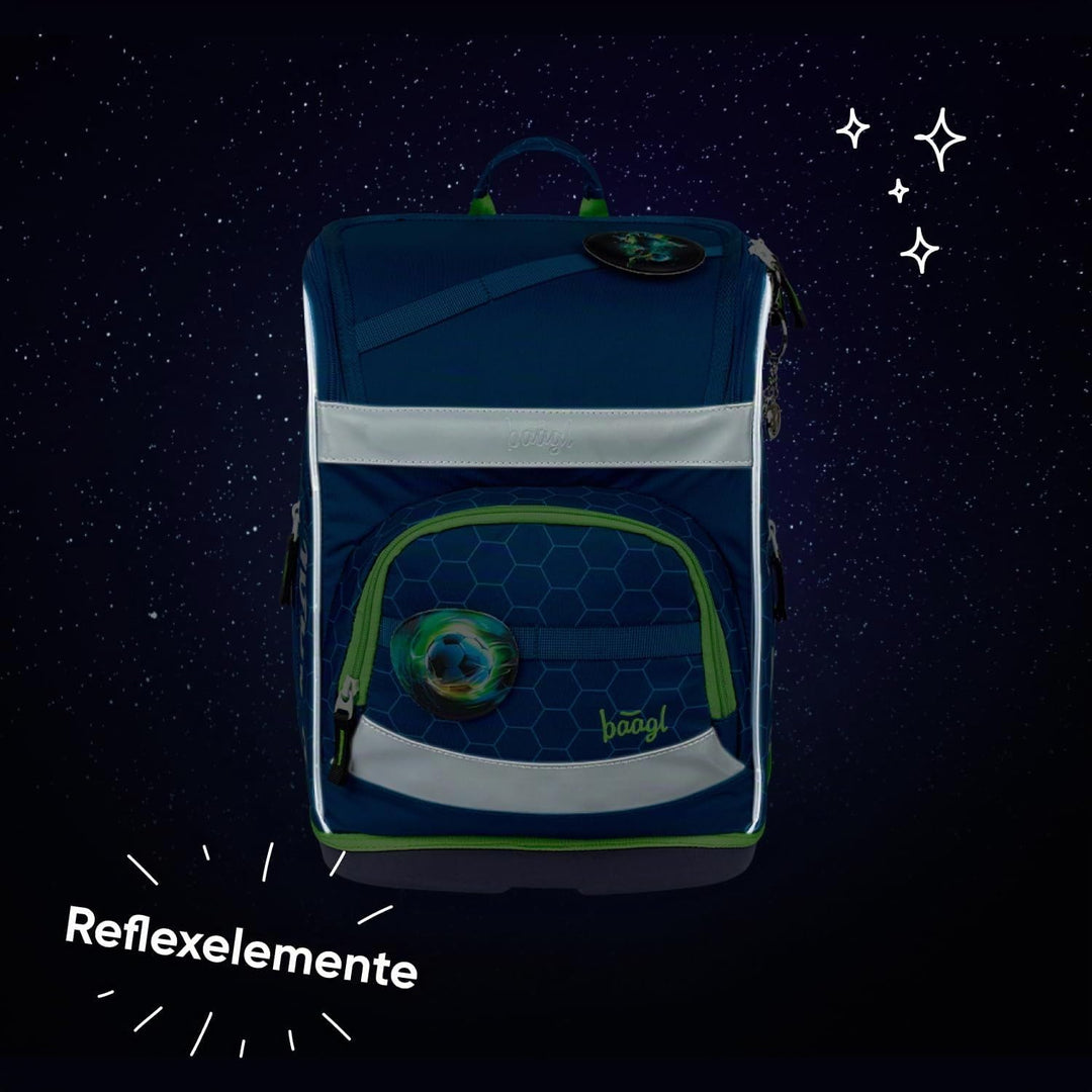 Baagl Schulranzen Jungen Set 3 Teilig (Zippy Schultasche für 1. Klasse, Mäppchen, Turnbeutel), Grund