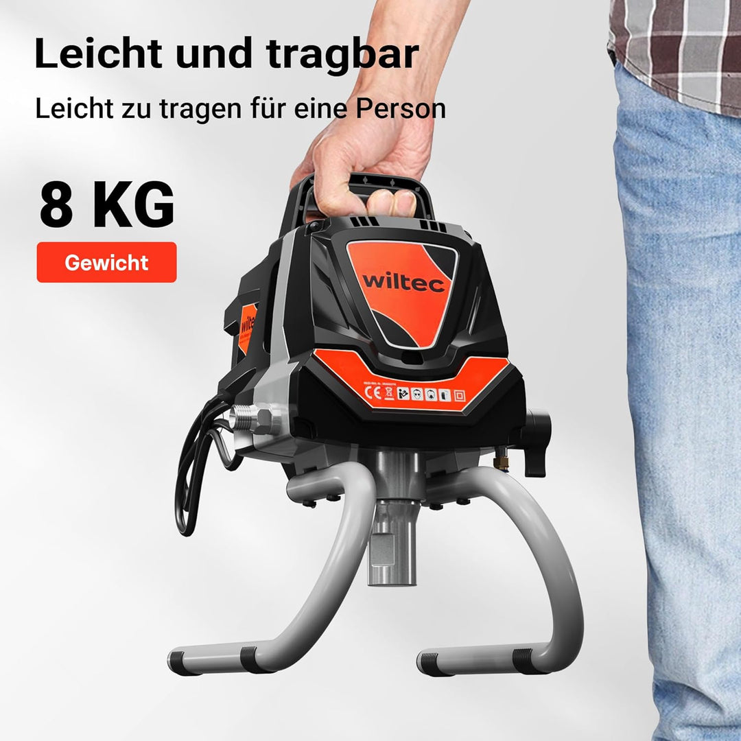 Wiltec Hochdruck Farbsprühsystem 1010 W, 207 bar, 1,5 l/min, Farbspritzgerät mit Düse und Verlängeru