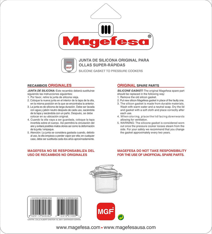 Magefesa - Silikondichtung 22cm Kompatibel mit Schnellkochtopf, Modelle NOVA, NOVA PRO, PRISMA, ASTR