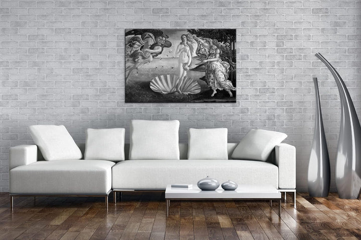 Die Geburt der Venus Format: 80x60 Effekt: Schwarz&Weiss als Leinwandbild, Motiv fertig gerahmt auf