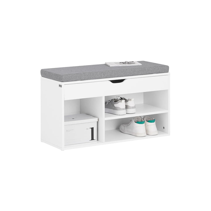 SoBuy FSR45-HG Schuhbank mit Sitzkissen Sitzbank Schuhschrank Schuhregal 3 Fächer weiss BHT ca: 80x4