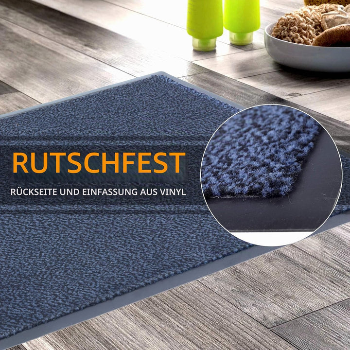 GadHome Fussmatte Blau 90x150 cm|Eingangstürmatte wasserdicht waschbar strapazierfähiger Schmutzfäng