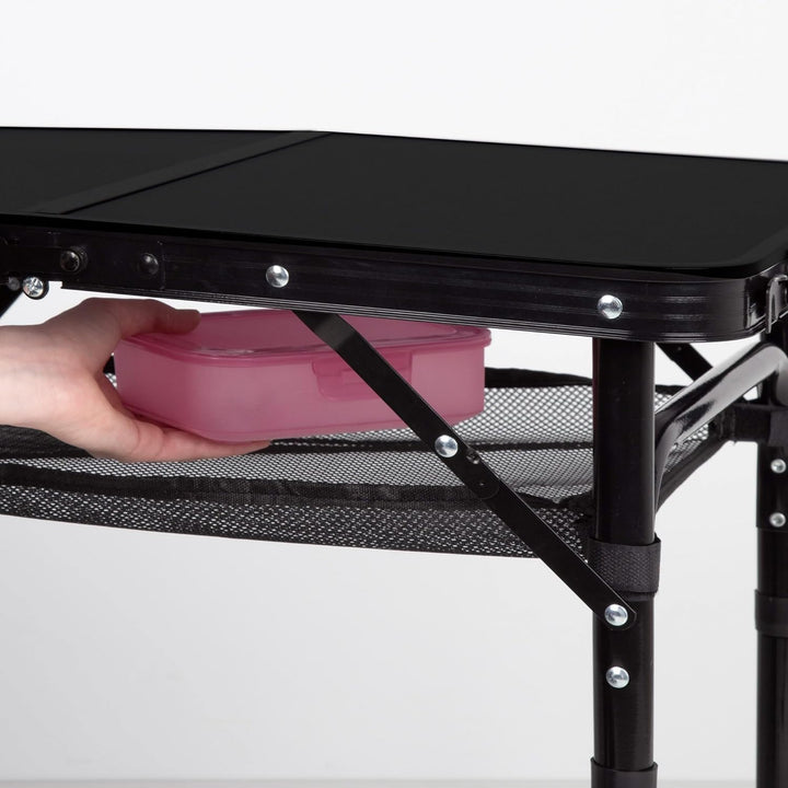 AKTIVE Kleiner Klapptisch, Schwarz, 60x45x27/56 cm, Höhenverstellbar, Anti-Rutsch-Stopper, Tragkraft