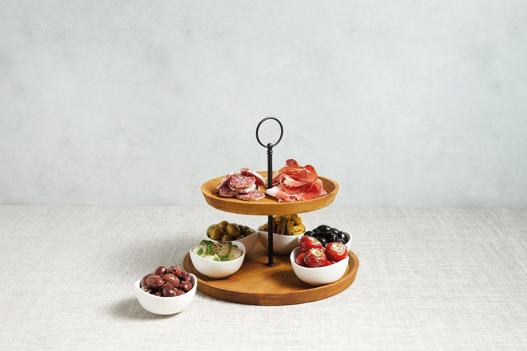 Artesà 2-stöckige Tapas- und Speisenständer, Speisenständer mit 6 Mini-Porzellanschalen, Kuchenständ