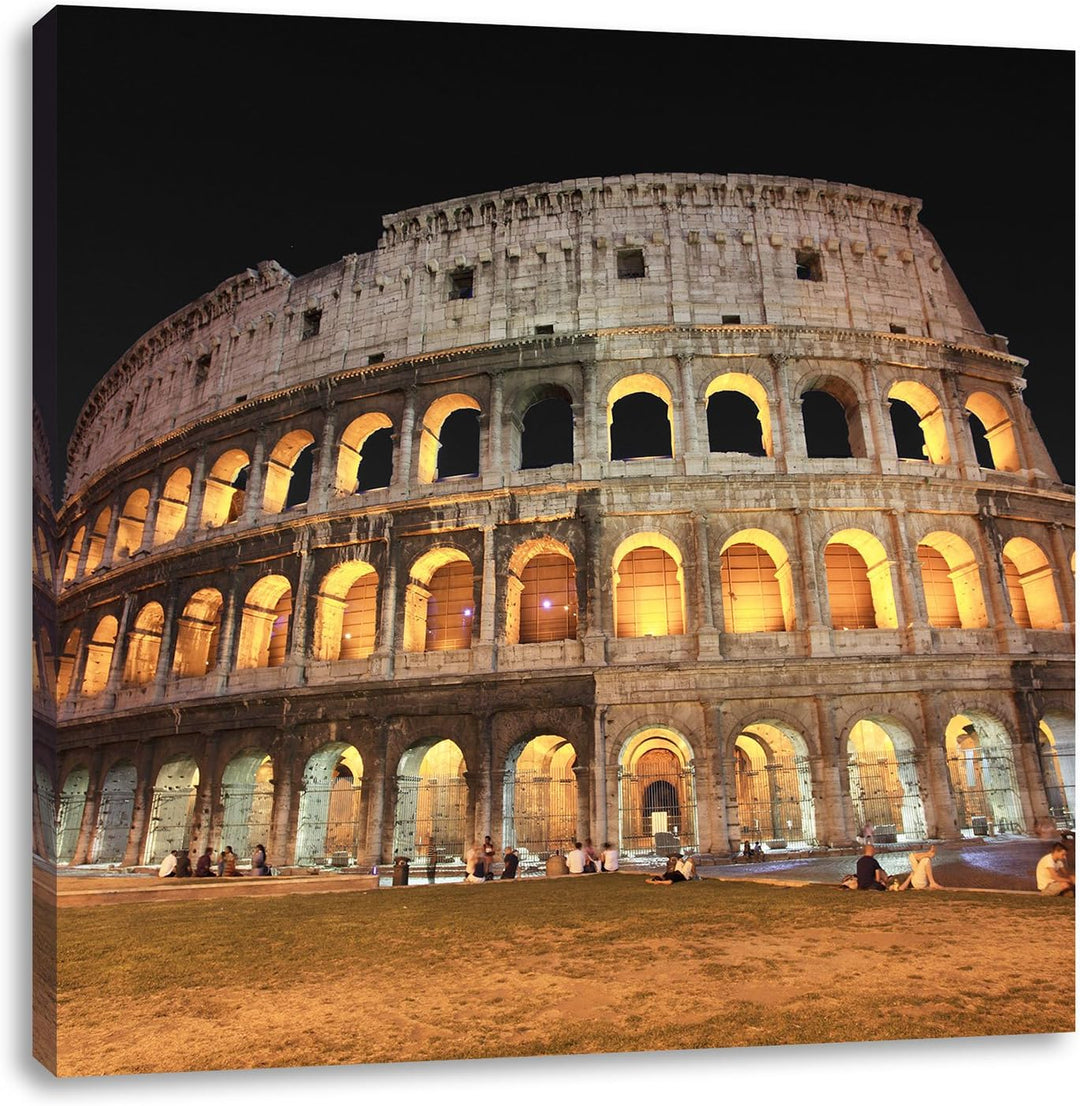 Pixxprint Colosseum in Rom Italien schwarz/weiss, Format: 70x70 als Leinwandbild, 70x70