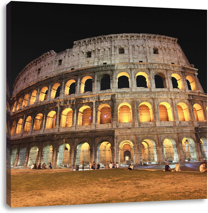 Pixxprint Colosseum in Rom Italien schwarz/weiss, Format: 70x70 als Leinwandbild, 70x70