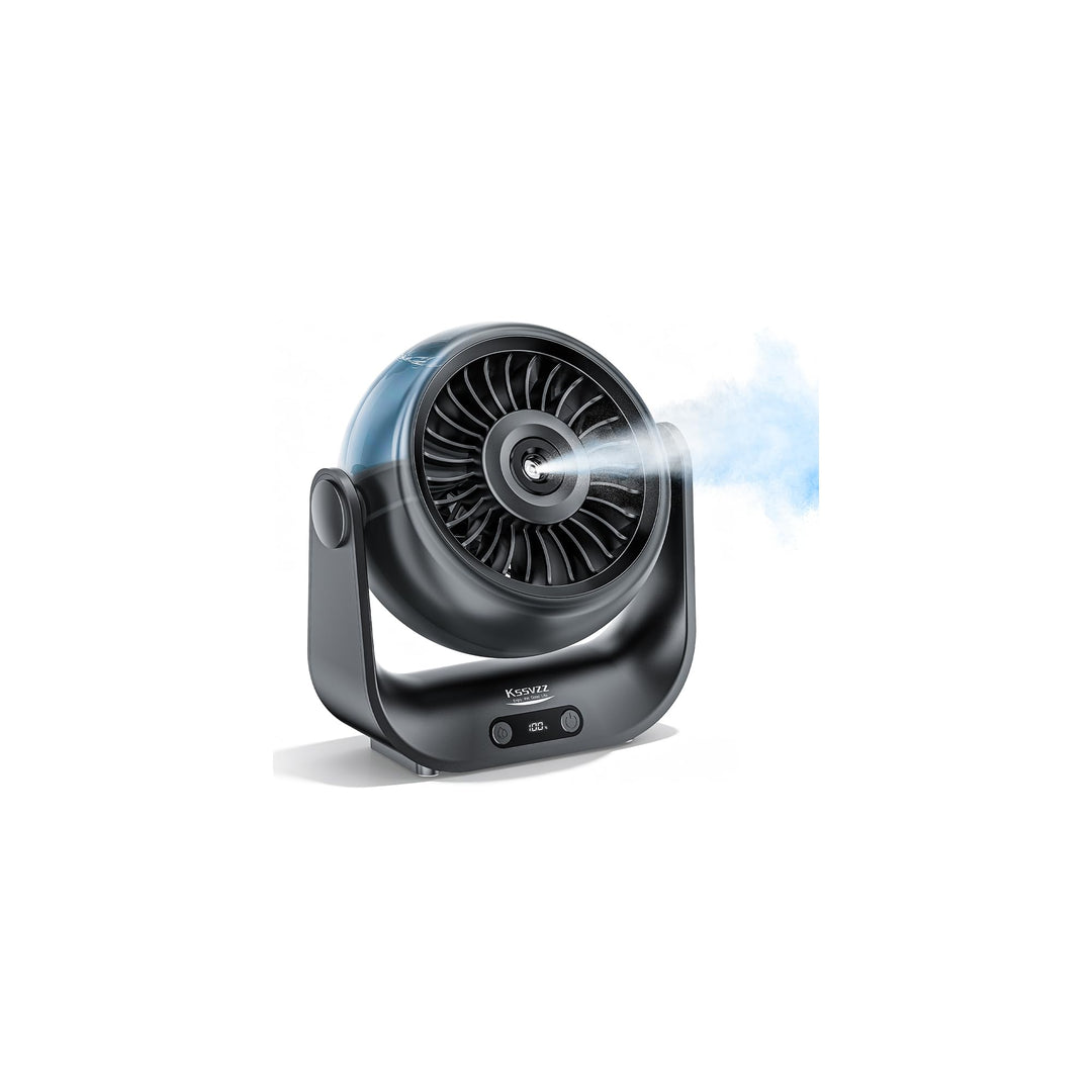 Kssvzz Tischventilator Leise mit Wasserkühlung - 5000mAh USB Ventilator Akku mit 5 Stufen, LED-Anzei