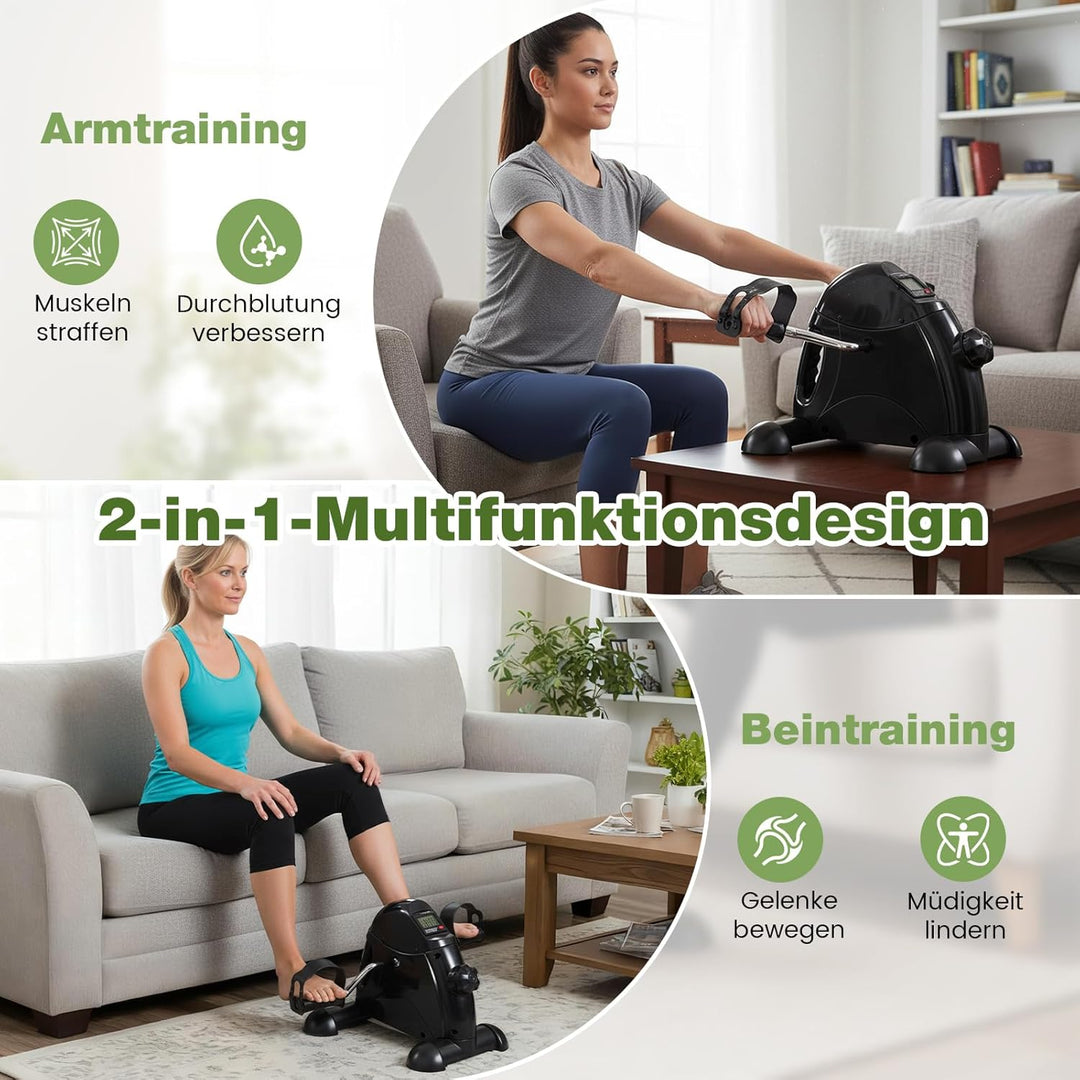 GYMAX Mini-Heimtrainer, Beintrainer mit Widerstandsregler & LCD-Anzeige, pedaltrainer für Arme & Bei