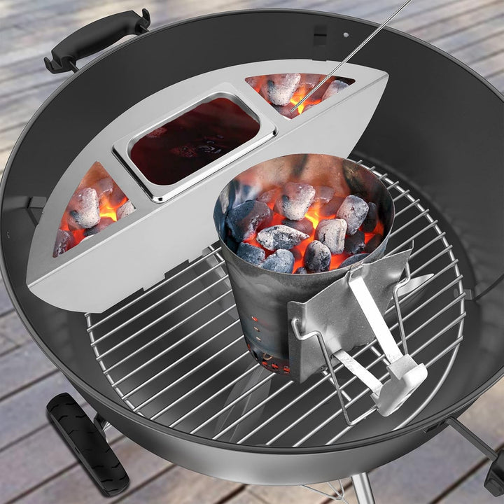 onlyfire Kugelsmoker für Weber 57cm Kugelgrills, Räucherbox,Räuchern Edelstahl mit Wasserschale, Smo
