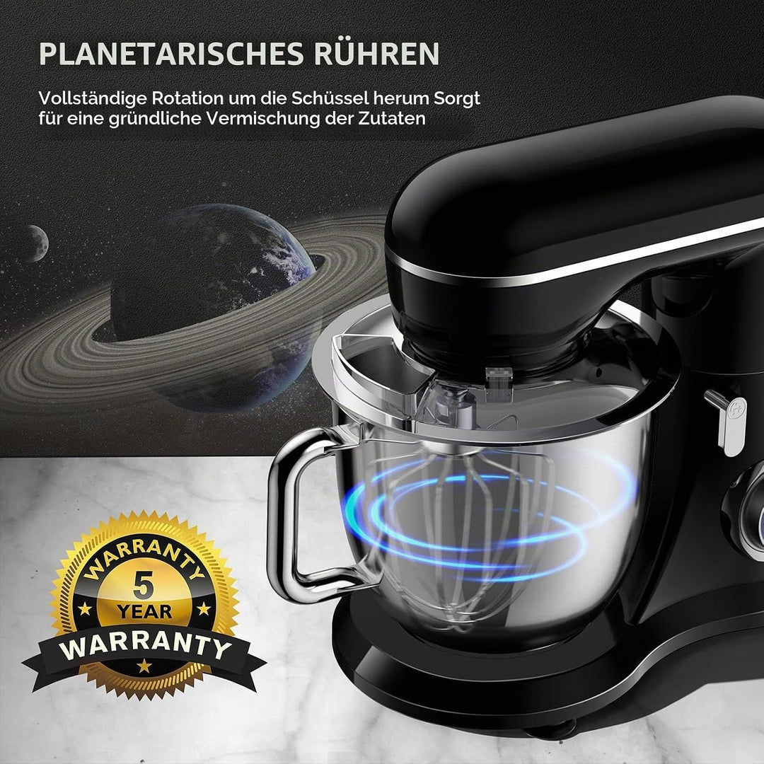 KICHOT Küchenmaschine Knetmaschine, 10-Gang Küchenmaschine, 4,5L Kuchenmixer, Rührmaschine mit Schne