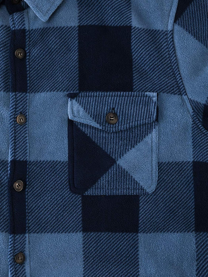 ZENTHACE Herrenjacke aus warmem Sherpa-Fleece, kariert, Flanellhemd (komplett mit Sherpa-Fleece gefü