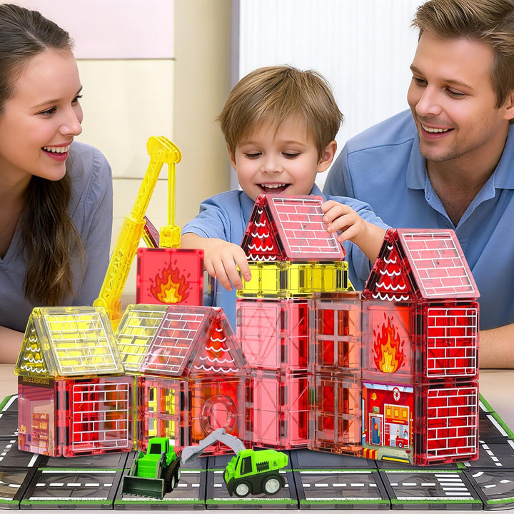 Magnetische Bausteine, Bausteine für Strass- und Feuerwehrthema, Magnete Kinder, Magnetbausteine mit