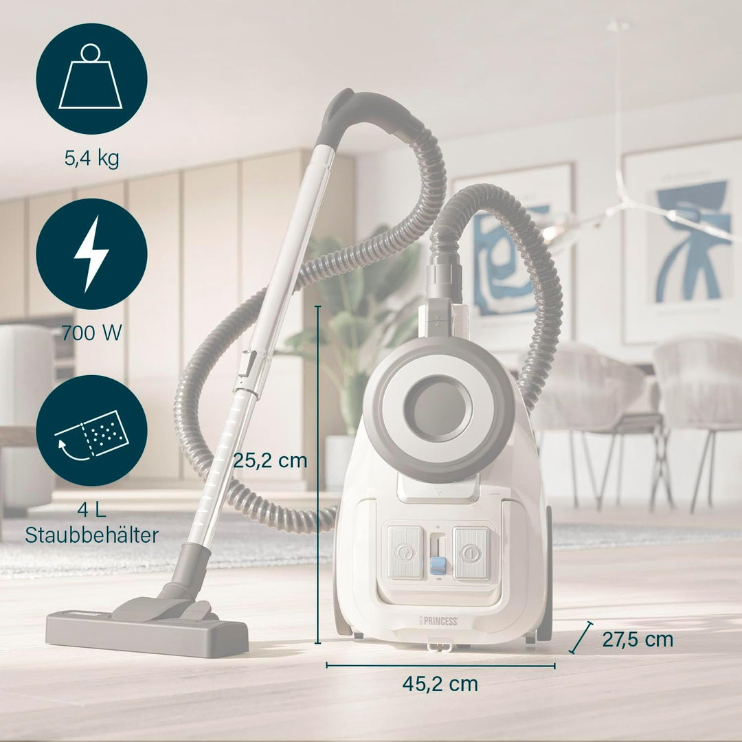 Princess Cyclone Storm Staubsauger Beutellos, 4 L-Volumen, 700-W-Motor mit Multizyklon-Technologie,