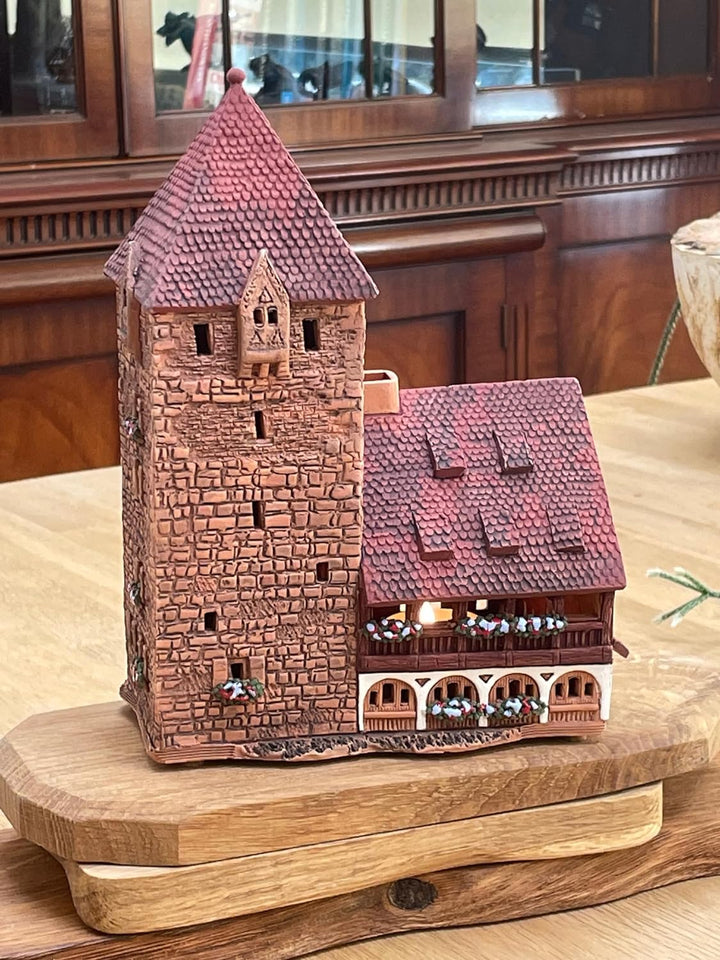 Midene Keramik Aroma Lichthaus, Handarbeit, Künstlerische Miniature, Historisches Altes Turm in Münc