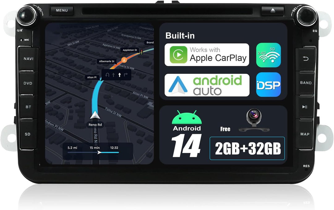 JOYX Android 10 Autoradio Passt für VW Passat/Golf/Skoda/Seat - GPS 2 Din - Rückfahrkamera Canbus KO