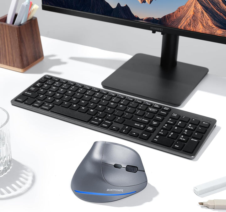 ECHTPower 2.4G Vertikale Ergonomische Maus Wireless, Wiederaufladbare kabellose Funkmaus Computermau