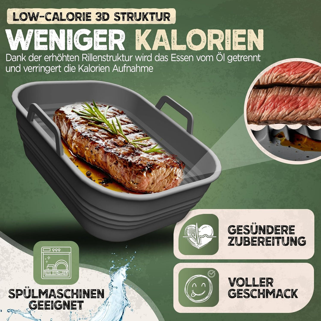 Silikonform Faltbar 2x Set Zubehör für Ninja AF400 AF451 Foodi Max, Dual Zone Airfryer, Heissluftfri