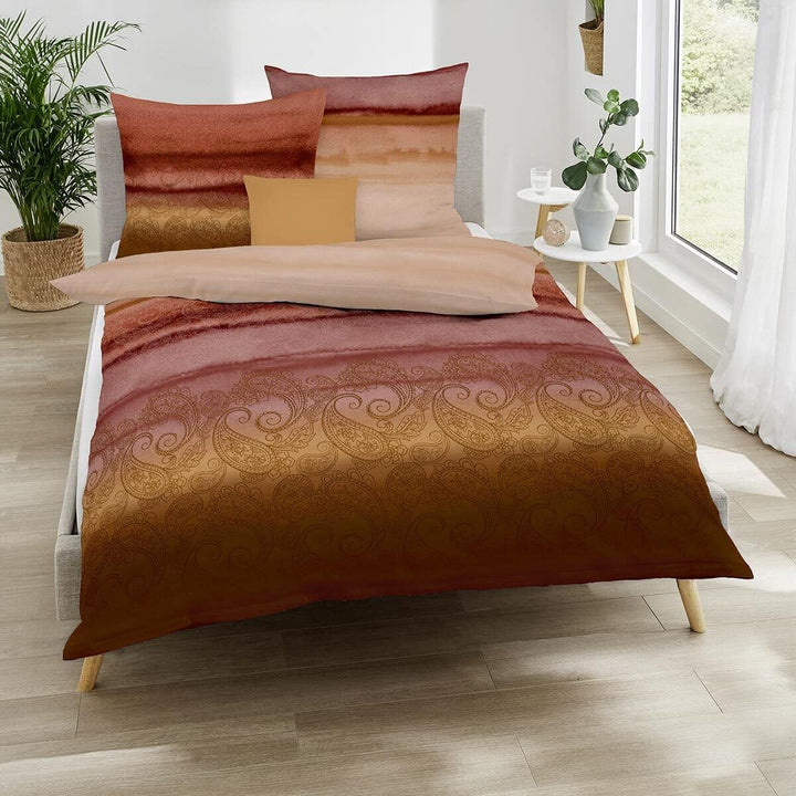 Kaeppel Mako-Satin Bettwäsche Mara Terra 1 Bettbezug 135 x 200 cm + 1 Kissenbezug 80 x 80 cm, 1 Bett