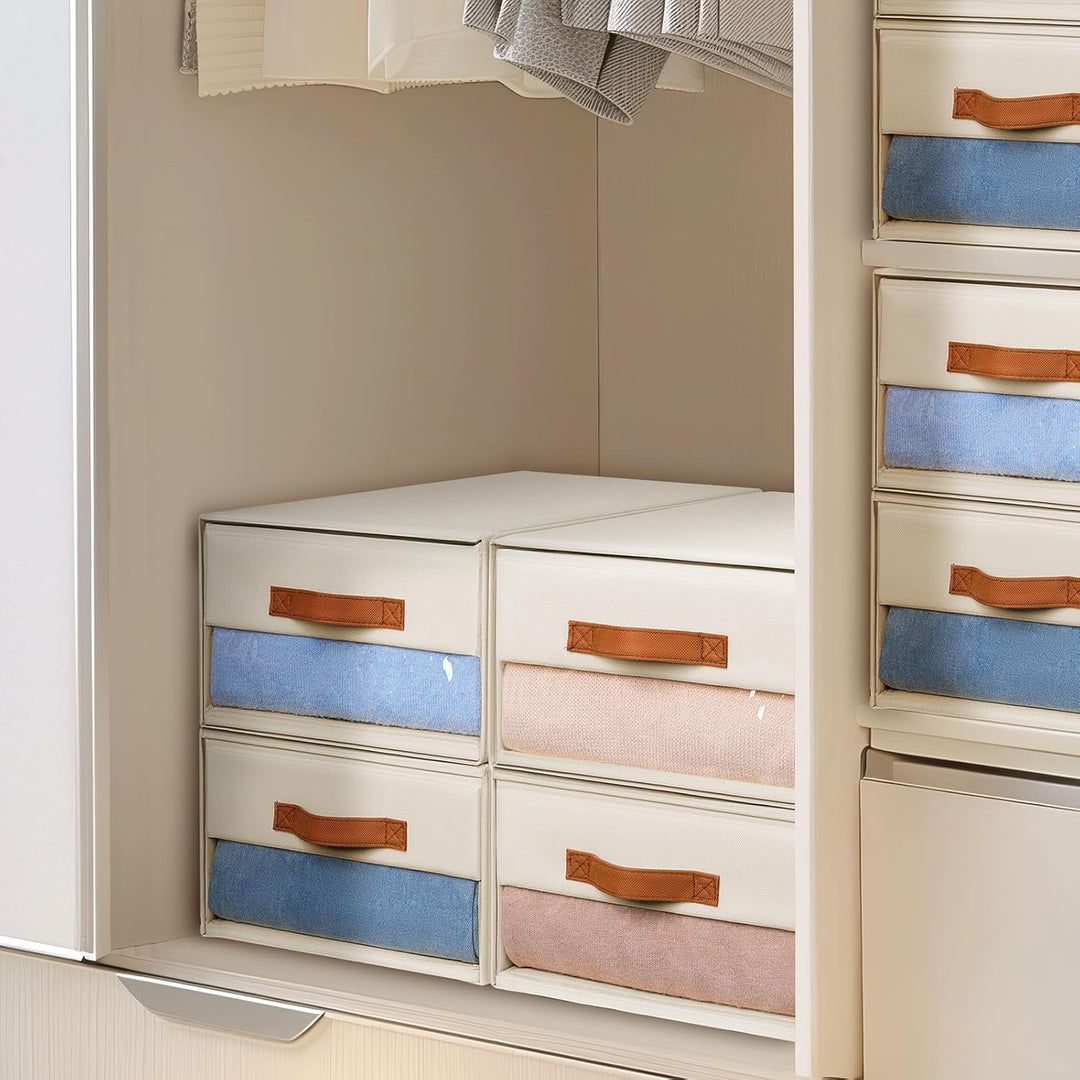DIMJ Schubladen Ordnungssystem Schubladenboxen - Aufbewahrungsbox Faltboxen mit Fenster Organizer Sc