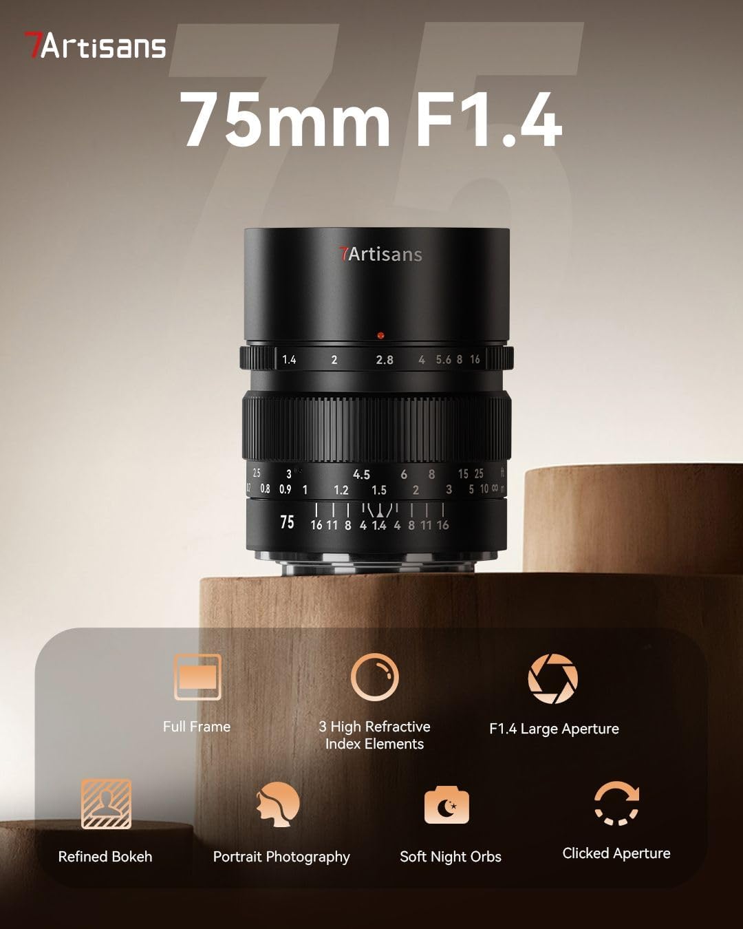 7Artisans 75 mm F1.4 für Nikon Z-Mount Objektiv, Vollformatobjektiv, manueller Fokus, kompatibel mit