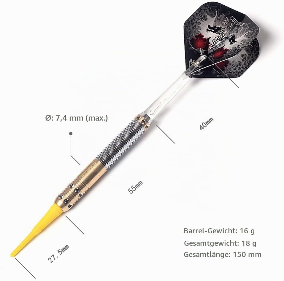 Cuesoul 16 Grams Deluxe Soft Tip Darts Set with Luxury Case（Dragon Series） JL-STL-B1107+D601, JL-STL