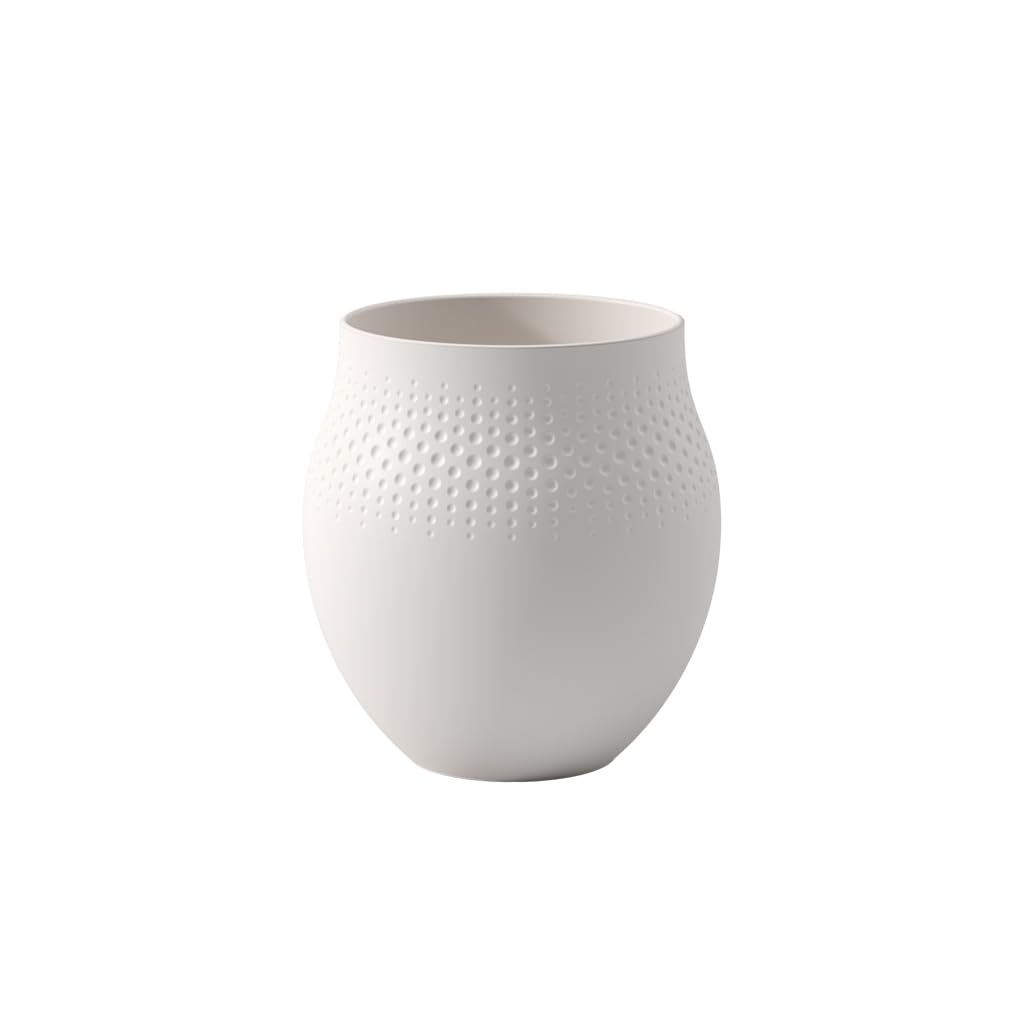 Villeroy und Boch Collier Blanc Vase Perle No. 1, 16,5 x 16,5 x 17,5 cm, Premium Porzellan, Weiss Pe
