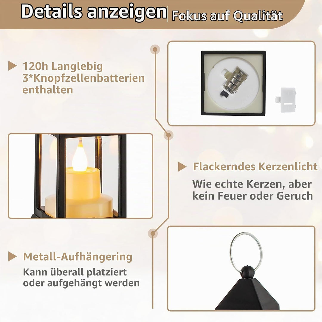 NUPTIO Kleine Laterne Halloween Deko - 20 Stück Mini Innen Laterne mit Flackernden LED Teelichter Ke