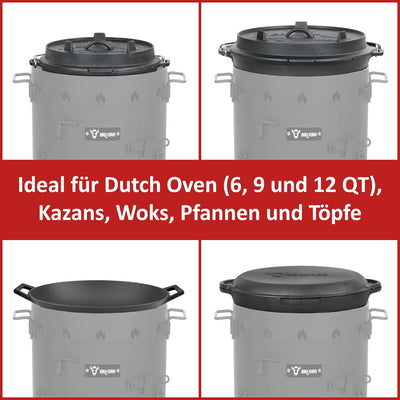 BBQ-Toro Gusseisen Kazan mit Kazan Ofen Ø 35 cm | 12,1 L Gusstopf mit Deckel, Gusseisentopf | Gulasc