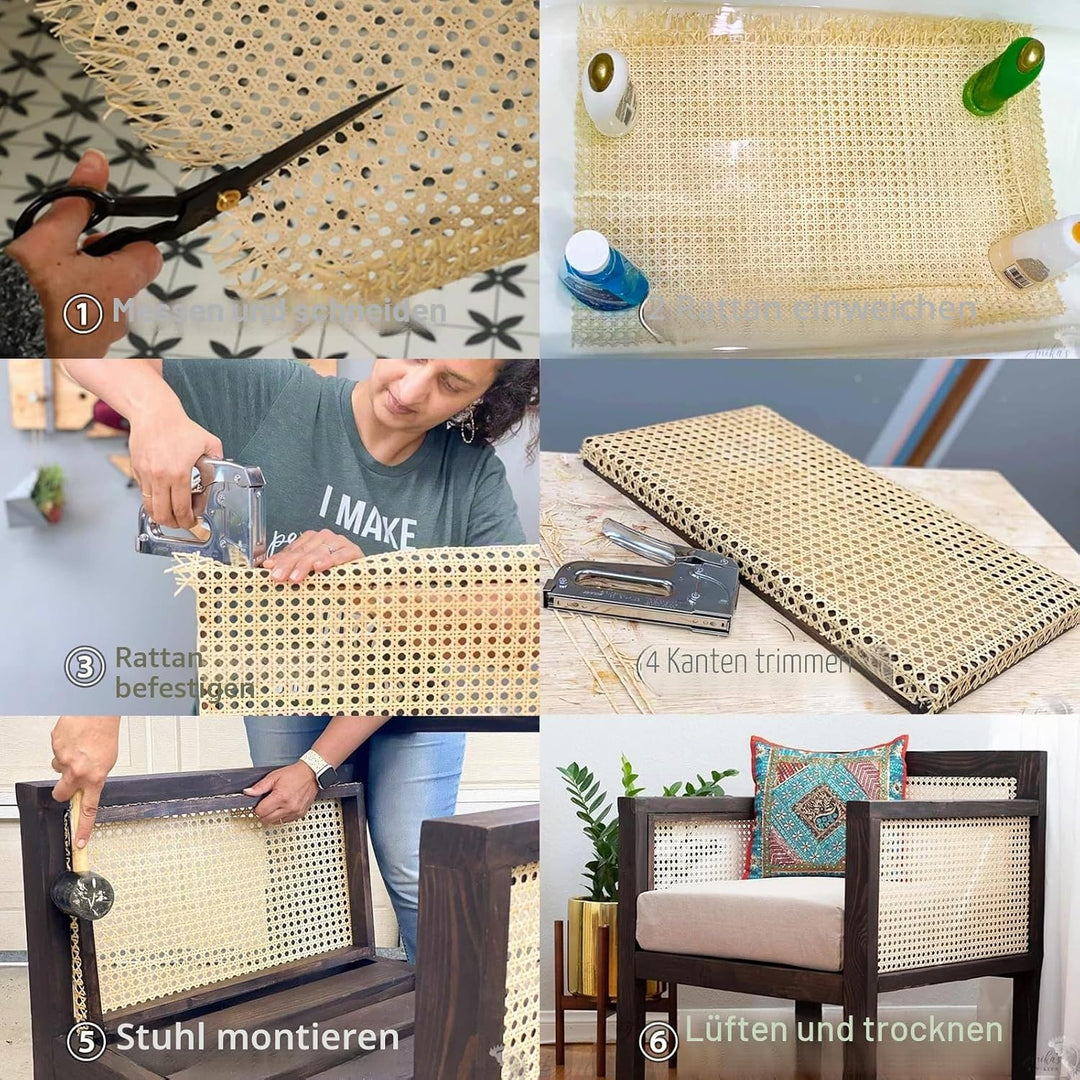 Wiener Geflecht Meterware Kunststoff PE Cane Webbing Rattan-Rolle, 40 x 300 cm, Handgefertigtes Poly