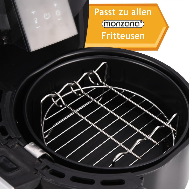 Monzana Heissluftfritteuse Zubehör 8tlg. Fritteuse Set inkl. Brotbackkorb 3,6L Pizzapfanne Silikonpf