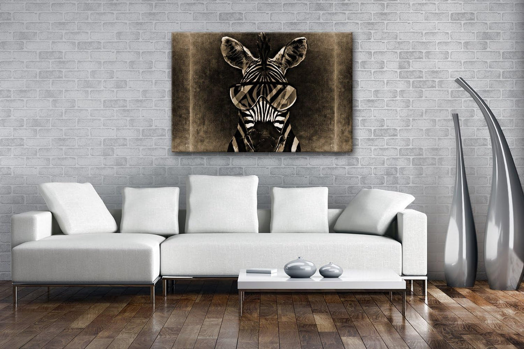 deyoli Cooles Zebra mit Einer stylischen Brille Format: 80x60 Effekt: Sepia als Leinwandbild, Motiv