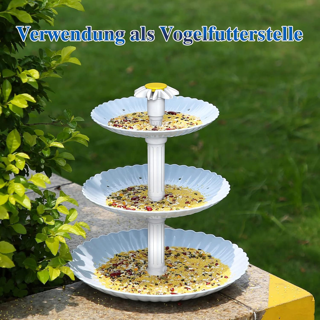 AISITIN DIY Deko Brunnen,Vogeltränke Sets mit 3,5W Solar Springbrunnen, 3 stufige Vogelfütterer für