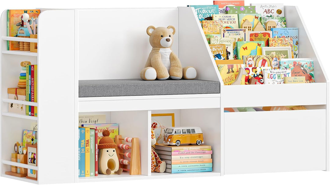 HOCSOK Kinderregal, Bücherregal Kinder mit Boxen auf Rollen, Spielzeugregal Kinderregal Aufbewahrung