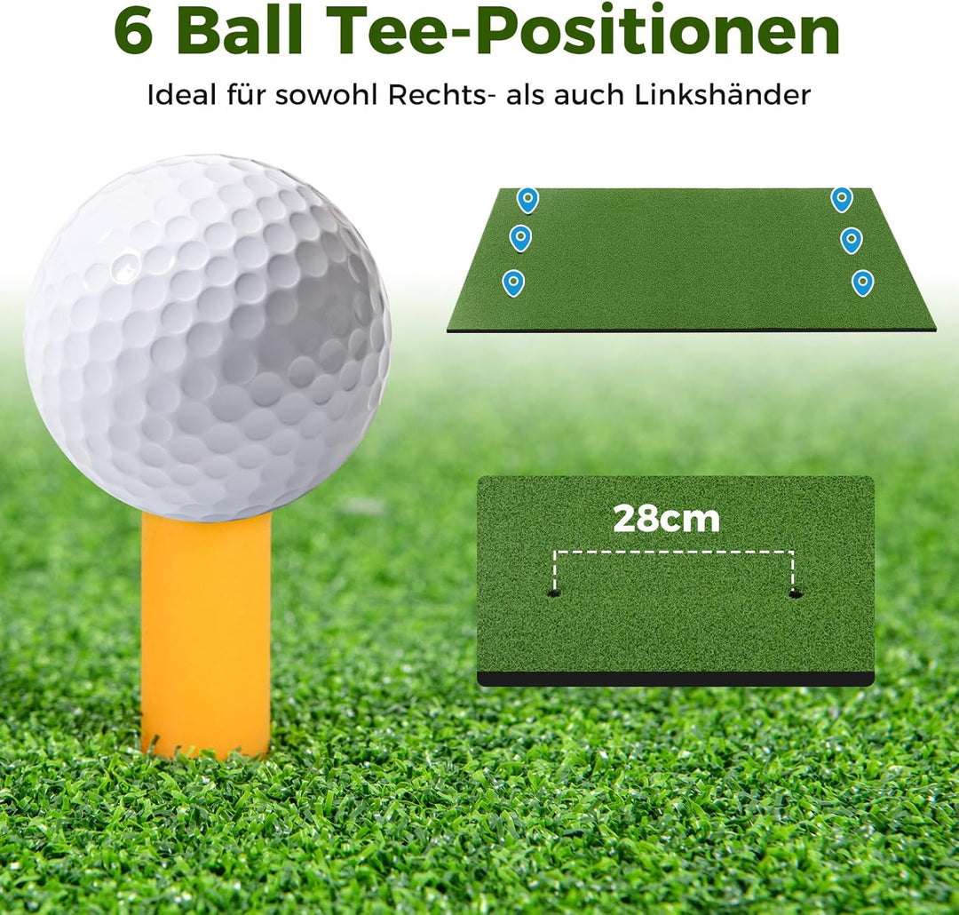 COSTWAY Golf Abschlagmatte, Golf Übungsmatte inkl. 2 Gummi-Tees und 2 Ausrichtungsstäbe, Golfmatte m