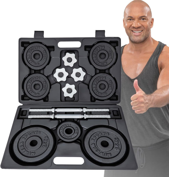 Miweba Sports Hantelset MKH120 | 20kg - 𝐏𝐫𝐨𝐟𝐢 Hanteln mit Koffer - Frauen und Männer - Hantel Set -