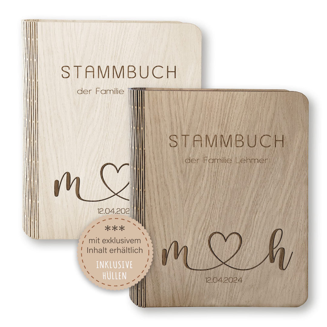 Stammbücher Holz Stammbuch der Familie personalisiert Aseni Holzbuch A5 oder A4 Familienstammbuch He