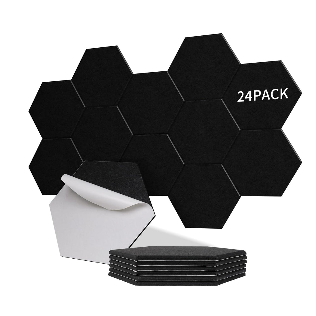 24 Stück Hexagon Akustikplatten selbstklebend, Abdeckung 1.4㎡, Schallschutz & Schalldämmung für Wänd
