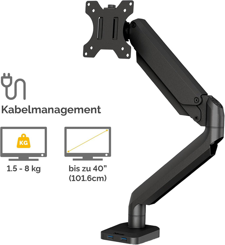 Fellowes Monitor Halterung für 1 Bildschirm bis 32 Zoll (81,28 cm) - Platinum Series Monitor Arm mit
