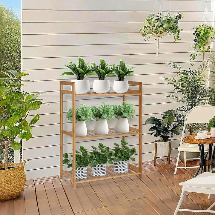 PACHIRA Standregal mit 3 Ablagen, 51 x 25 x 71 cm Bambusregal, Stehendes Lagerregal Aus Bambus, Als