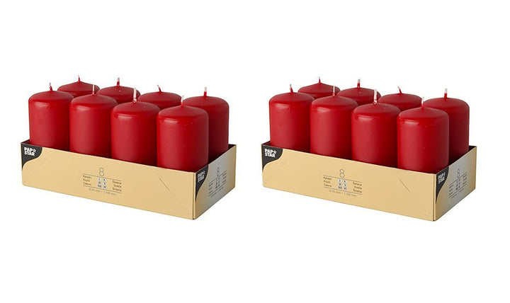 PAPSTAR Kerzen, Paraffin, Rot, 50 mm · 100 mm (Rot -16 Kerzen)