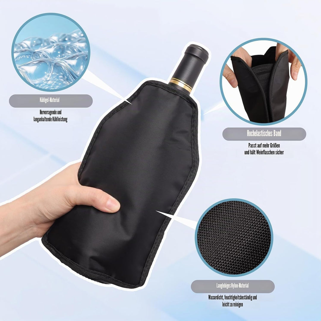 2 Stück Weinkühler Manschette, Kühlmanschette Weinflaschen, Flaschenkühler Wein für Unterwegs, Weinf