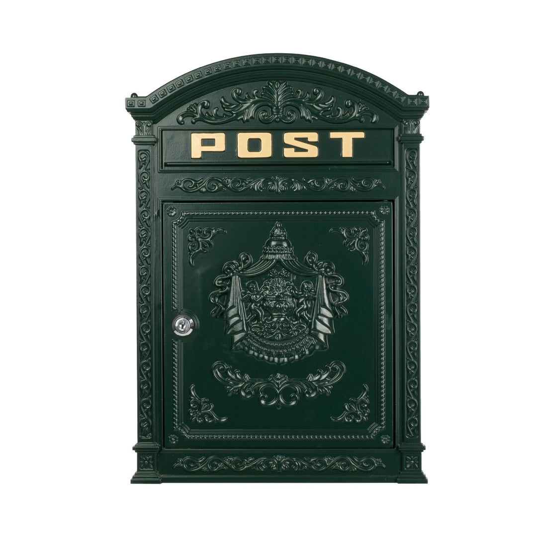 Briefkasten Englischer Postkasten zur Wandmontage grün Nostalgie Antik Stil aus Aluguss Standardform