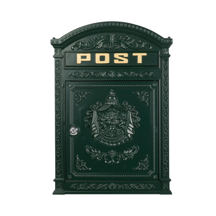 Briefkasten Englischer Postkasten zur Wandmontage grün Nostalgie Antik Stil aus Aluguss Standardform