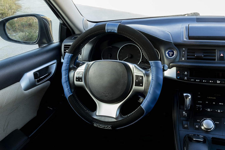 SPARCO SPC1108AZ Universal Steering Wheel Cover L-Sport Color Blue for car, Set of 4 L-SPORT BLAU, L