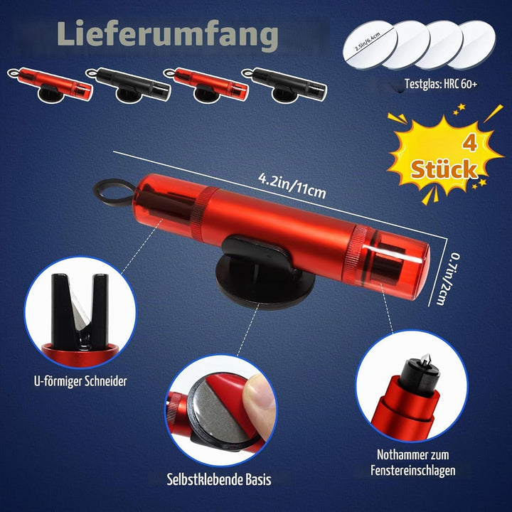 Audasi 4 Stück Gurtschneider Notfallhammer Auto, 2 in 1 Gurtschneider Notfallhammer mit Testglas Sic
